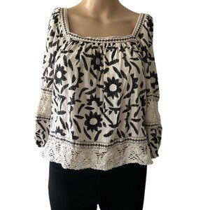 Christian Siriano Linen Boho Peasant Size S Top